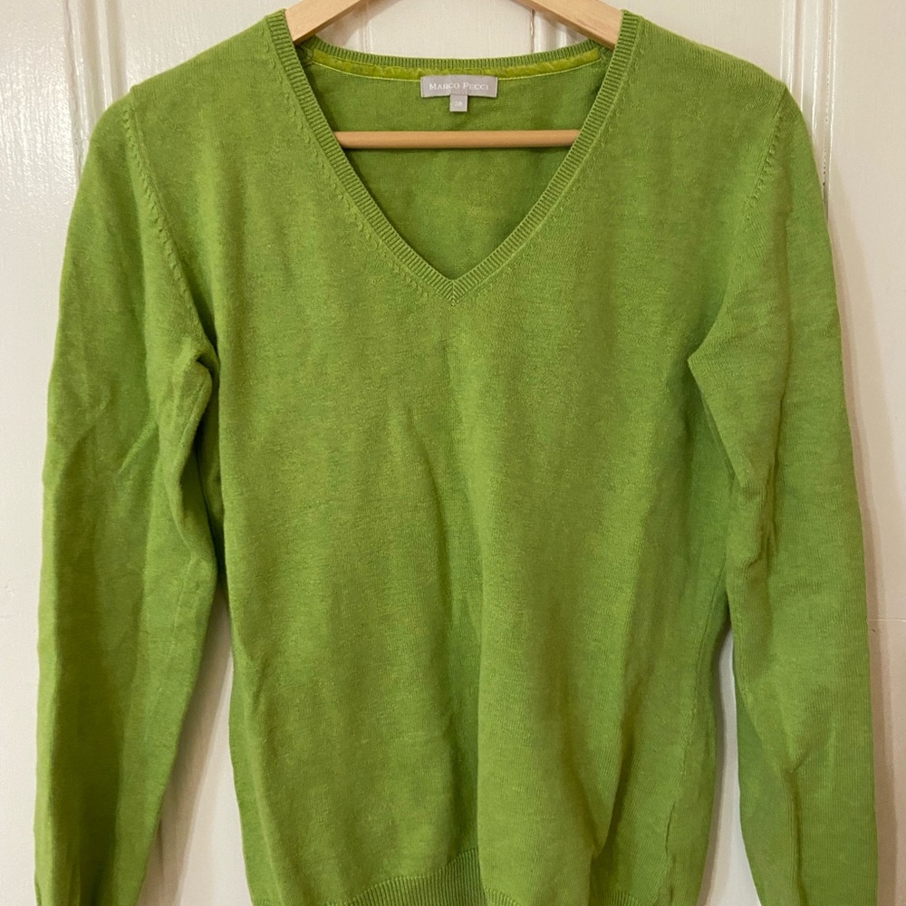 v-neck green sweater